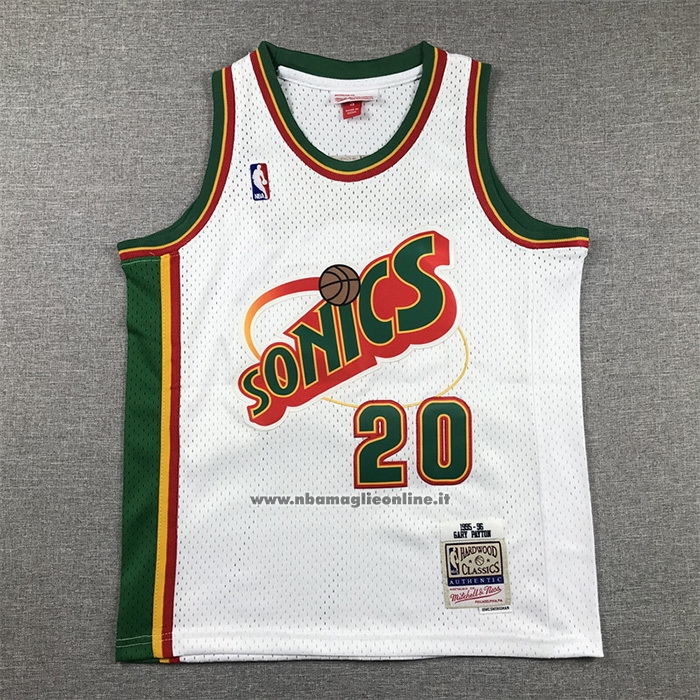 Maglia Bambino Seattle Supersonics Gary Payton #20 Historic Throwback Bianco